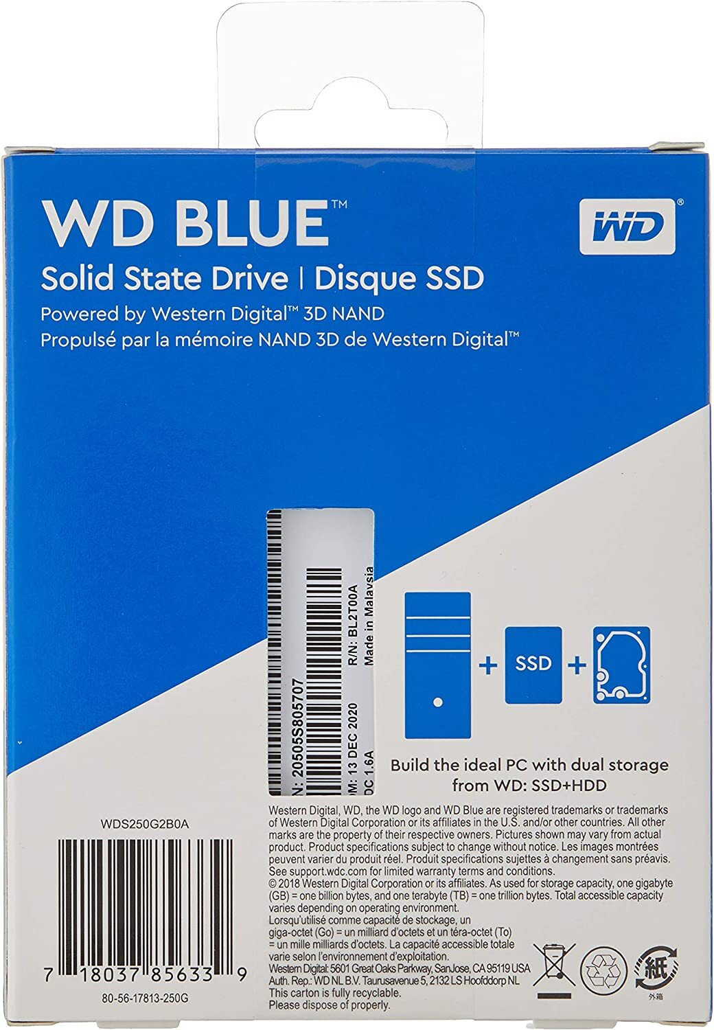 SSD диск Western Digital Blue 2.5 250Gb SATA III TLC 3D