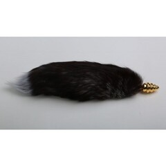 Золотистая анальная пробка с черно белым хвостиком