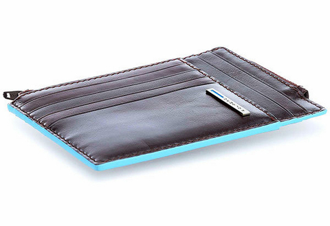 Чехол для кредитных карт Piquadro Blue Square, коричневый, кожа натуральная (PU1243B2R/MO)