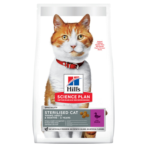 Hill's сухой корм для стерилизованных кошек до 7 лет утка 1,5кг