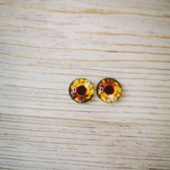 Глазки стеклянные круглые клеевые Желтые 14мм (2шт)