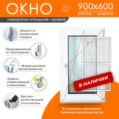 Пластиковое окно 900 х 600 ТермА Эко + Москитная сетка