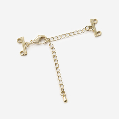 Замочек многорядный, две петли, соединительная цепочка 70мм, подвеска капля, позолота