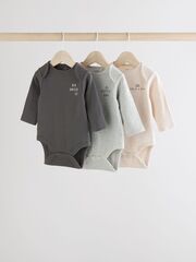 Боди с длинным рукавом для малышей Next E19-891, 3 шт., Темно-серый, Серый, Бежевый