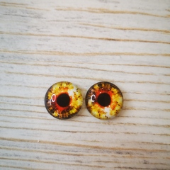 Глазки стеклянные круглые клеевые Желтые 14мм (2шт)