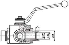 Кран 3-х ходовой шаровый M12x1.5 6L DN06 P=400 L-обр. VERSO