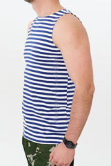 Майка-тельняшка с синей полосой - Магазин тельняшек.ру 8-800-700-93-18Майка-тельняшка ВМФ (темно-синяя полоса) ТМ 