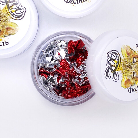 1547 Zoo Nail Фольга поталь 14*14 красная/серебро