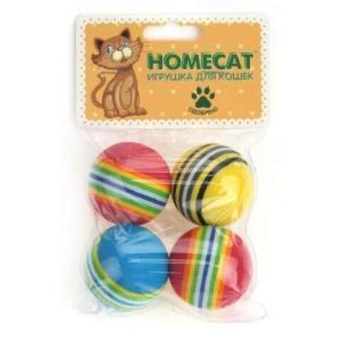 Homecat игрушка для кошек мячи радужные гремящие 4 шт Ф 4,2 см
