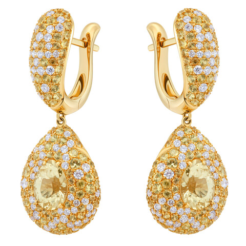Серьги с Жёлтыми Сапфирами и Бриллиантами, Е0209-1/4