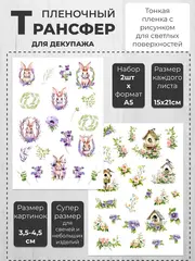 Декупажный пленочный трансфер переводной рисунок 2шт.