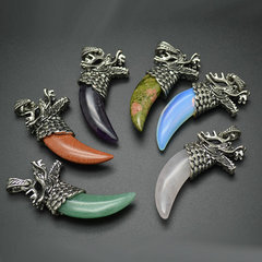 Stone Dragon Teeth Pendant Mixed Color