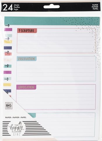 Внутренний блок для ежедневника 18х23,5 -Happy Planner Medium Fill Paper - Faith Warrior Foil-24л