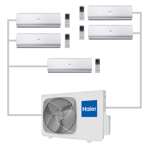 Мульти сплит-система Haier 5U34HS1ERA + AS07BS4HRA*5