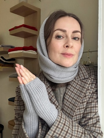 Косынка из 100% мериноса серый меланж