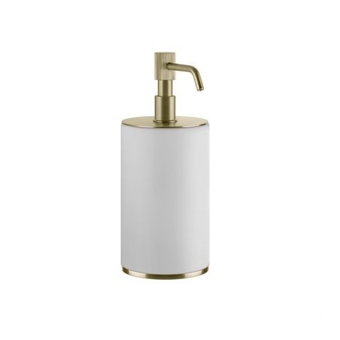 Gessi Venti20 65437#727 Дозатор для жидкого мыла настольный, цвет: белый, фурнитура Brushed Brass PVD