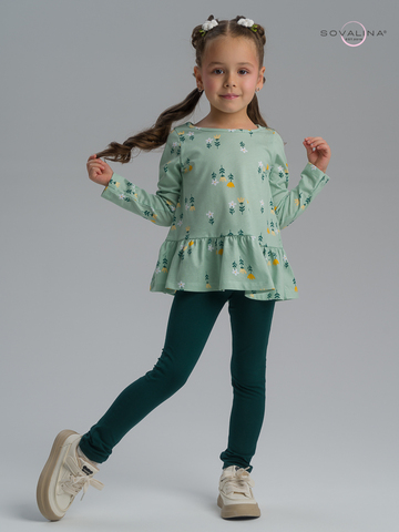 Костюм Алиса SG цветки на оливке-изумруд