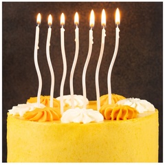 Свечи Коктейльные, Волна, с держателями, Белые с перламутром, Металлик, 13 см, 12 шт.