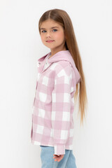 рубашка  для девочки  КР 302698/фламинго,клетка виши к541