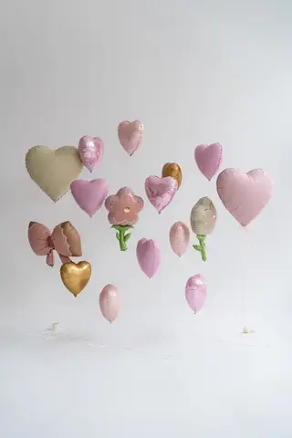 Сет гелиевых шаров Розовые сердца