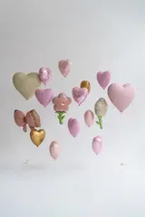 Сет гелиевых шаров Розовые сердца