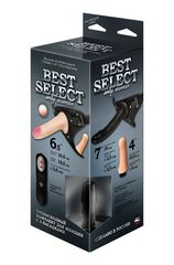 Черный женский пояс BEST SELECT с 3 насадками и вибрацией - 