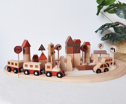 Набор деревянной железной дороги Forest Train, 69 деталей