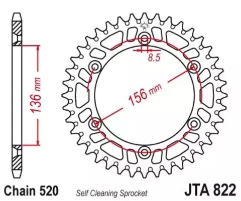 Звезда ведомая алюминиевая JTA822 45BLU