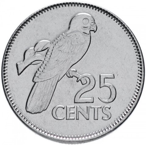 25 центов. Попугай. Сейшелы. 2000-2012 гг. AU-UNC