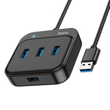 Хаб USB-концентратор USB на 4 USB 3.0 (длина кабеля 20 cм) Hoco HB31 (Черный)