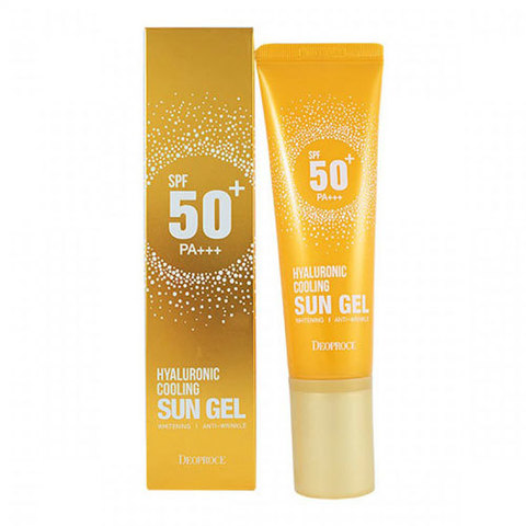 Deoproce Hyaluronic Cooling Sun Gel SPF 50+ PA+++ - Увлажняющий и охлаждающий солнцезащитный гель для лица