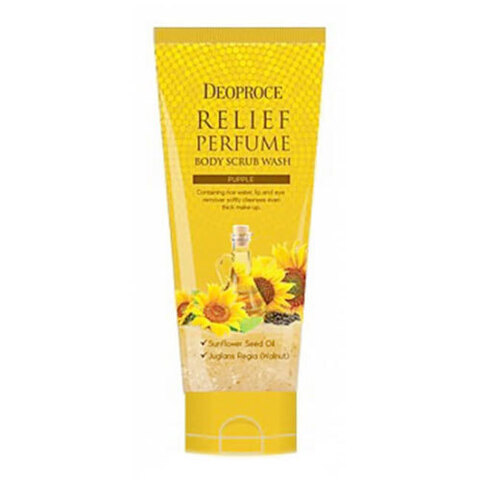 Deoproce Relief Perfume Body Scrub Wash - Sunflower Oil - Парфюмированный скраб с маслом семян подсолнуха для деликатного очищения тела