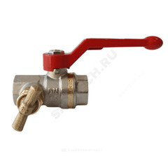 Кран шаровой латунь со спускником BVR-DR Ду 20 Ру40 ВР 3/4" рычаг полнопроходной Ридан 065B8217R