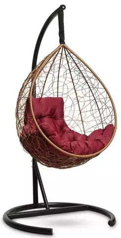 Подвесное кресло-кокон SEVILLA COMFORT горячий шоколад, бордовая подушка (Laura Outdoor)