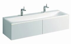 Шкафчик для раковины Geberit Xeno² из минерального материала, с двумя выдвижными ящиками: B=159.5см, H=35см, T=47.3см, Белый / Матовое покрытие фото