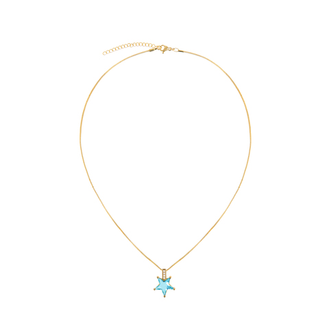 Light Blue Star Necklace - Gold