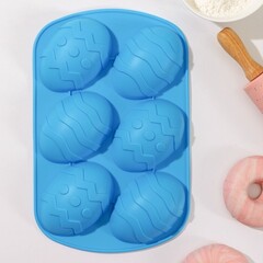 Форма для выпечки силиконовая  «Пасхальные яйца», 27×17 см, 6 ячеек, цвет МИКС