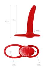 Красная насадка на пенис для двойного проникновения Black&Red - 16,5 см. - 