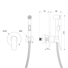 777510000 Origin Bit, смеситель монтируемый в стену с гиг. душем
