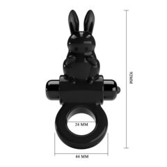 Черное эрекционное кольцо со стимулятором клитора в виде кролика Exciting ring - 