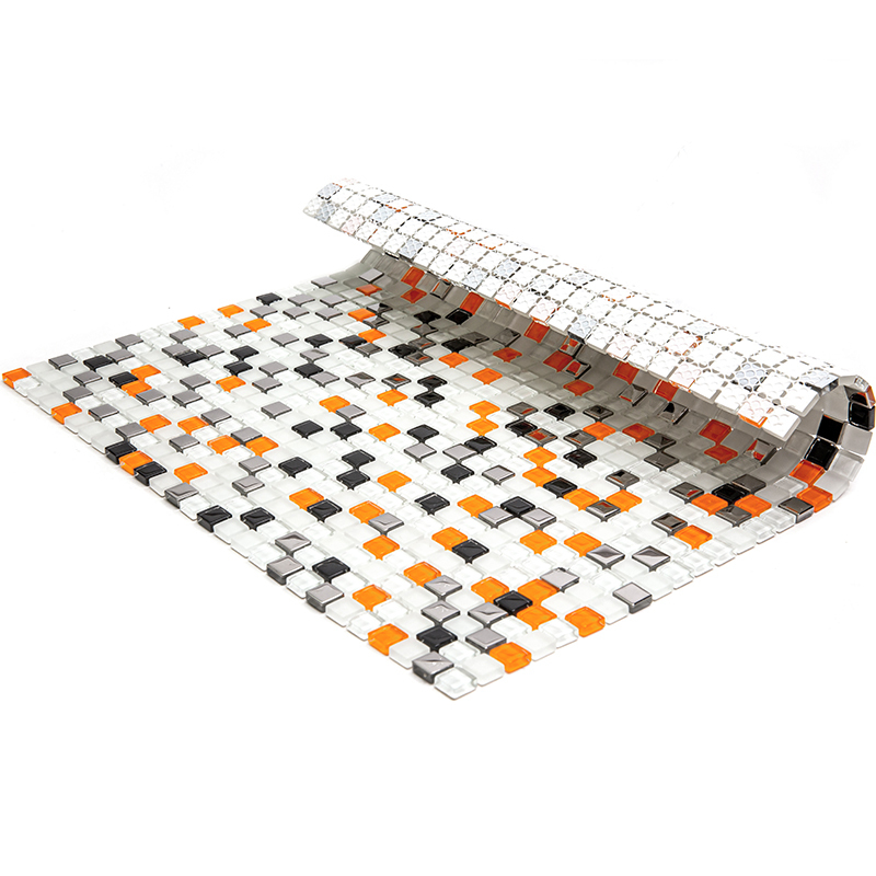 VHL-05 Beijing Мозаика из стекла чип 10 мм Vidromar Holidays оранжевый белый светлый квадрат