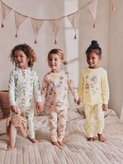 Пижама для девочки Next AJ8-346, 3 шт., Розовый, Светло-желтый, Голубой