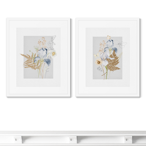 Opia Designs - Набор из 2-х репродукций картин в раме Floral set in pale shades, No7, 2021г.
