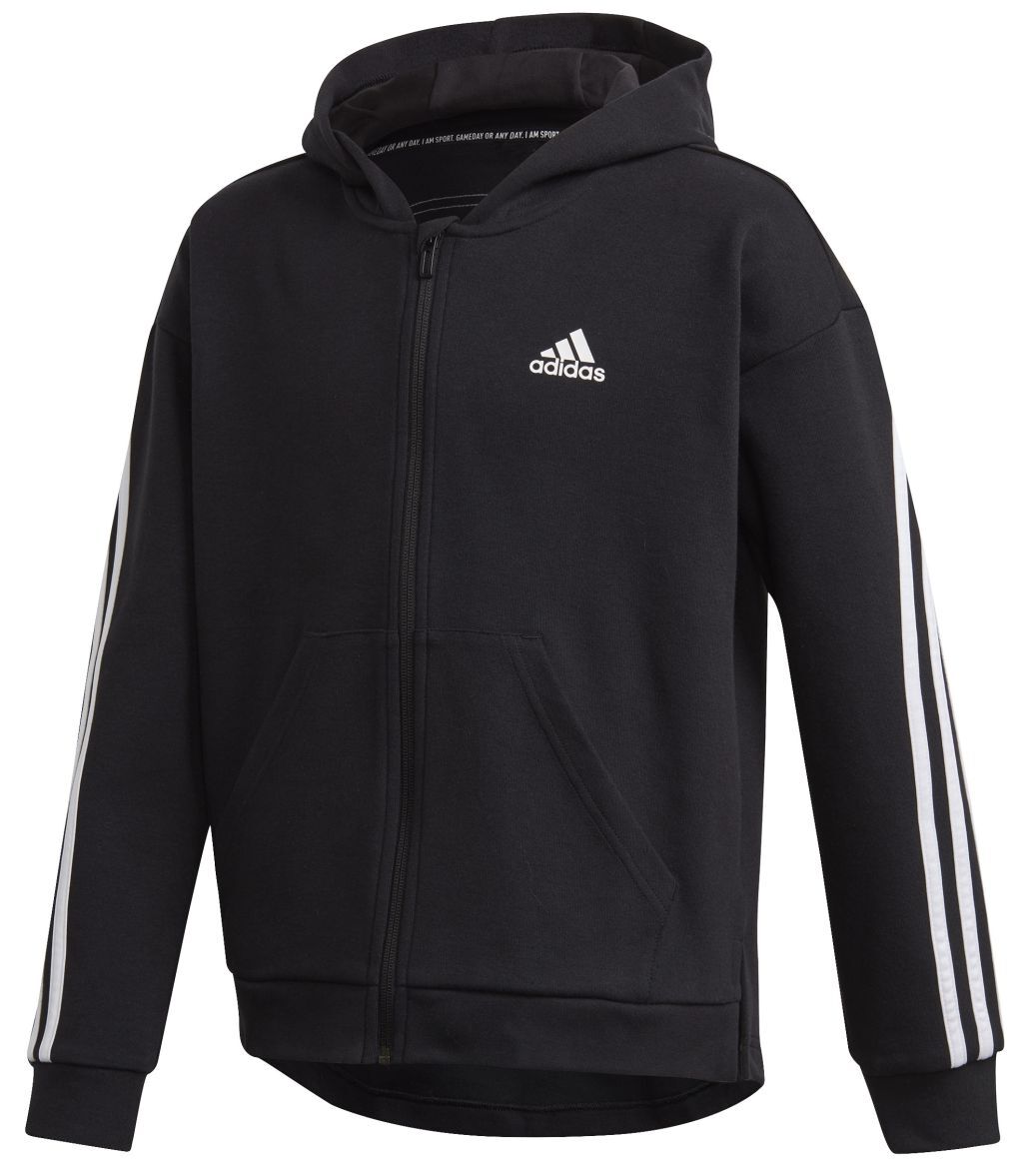 Adidas 3 Stripes Full Zip Hoodie black white