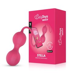Розовые интерактивные вагинальные виброшарики Stella - 