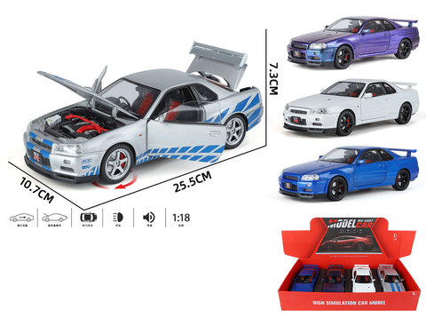 Машина металл Ниссан GTR Мега большая 4 в уп 28 см, цена за шт.