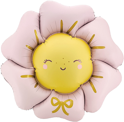 К Фигура, Цветок, Солнышко, Розовый, Сатин, 43''/104 см, 1 шт.