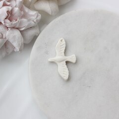 Подвеска Птица голубь, белый, гжель, S 35*22 мм, S024