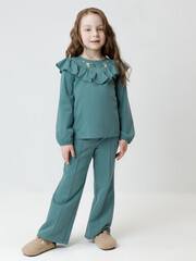 брюки  для девочки  КР 400846/бирюзовый тон к629