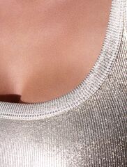 Топ в рубчик с широкими лямками с матовым покрытием металлик из хлопка с эластаном  D43.229 (129395)